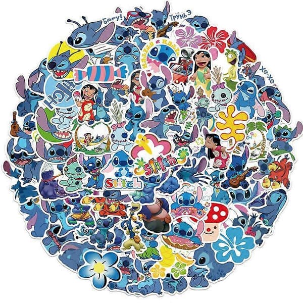 100 stk. Stitch-klistremerker for vannflasker