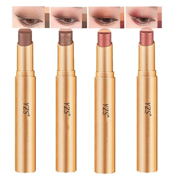 4-pack 3-färgad ögonskuggsstift, 3-i-1 gradient glitterögonskuggsstift | Matt skimrande highlighterstift, kräm, vattentät långvarig veckfri ögon 4 Pack
