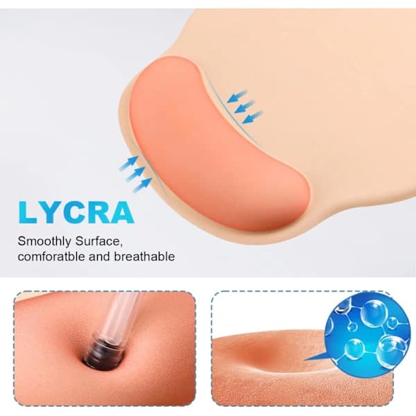 Ergonomisk musematte med håndleddsstøtte i gel (grå/lilla)