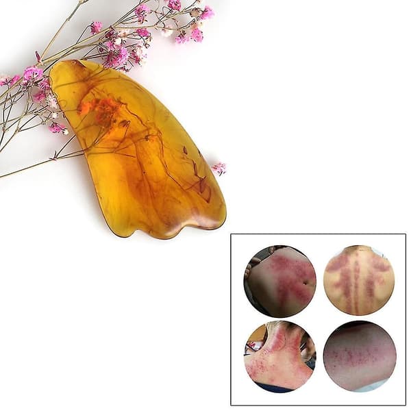 7 st naturlig bärnstensfärgad harts-massageskrapa för ansikte och nacke Gua Sha-terapi