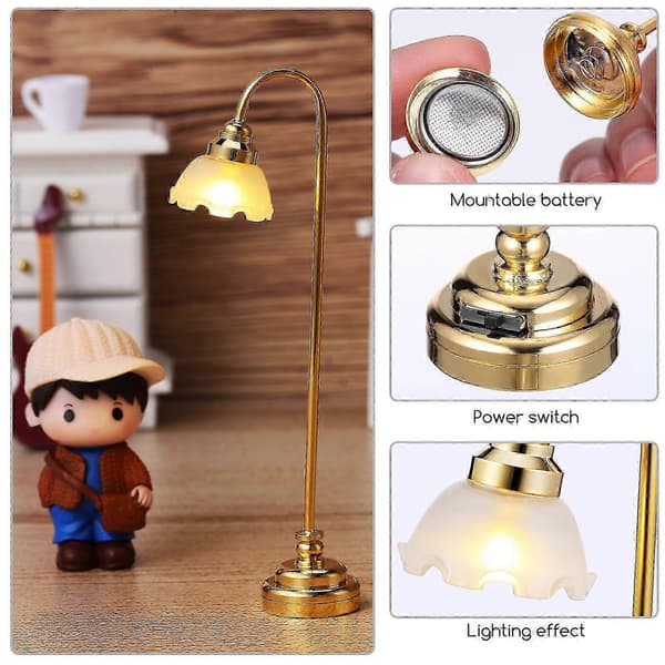 2st Mini Dockhuslampa Mini Dockhusbelysning Bordslampa Dekoration Dockhustillbehör-Bra