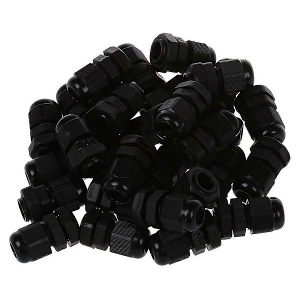 30 stk. PG7 vandtæt konnektorstuds sort til 4-7 mm diameter kabel