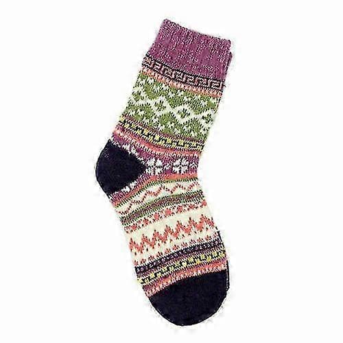 5-pack Dam Nordisk Stickad Ullstrumpa Termiska Varma Tjocka Damstrumpor