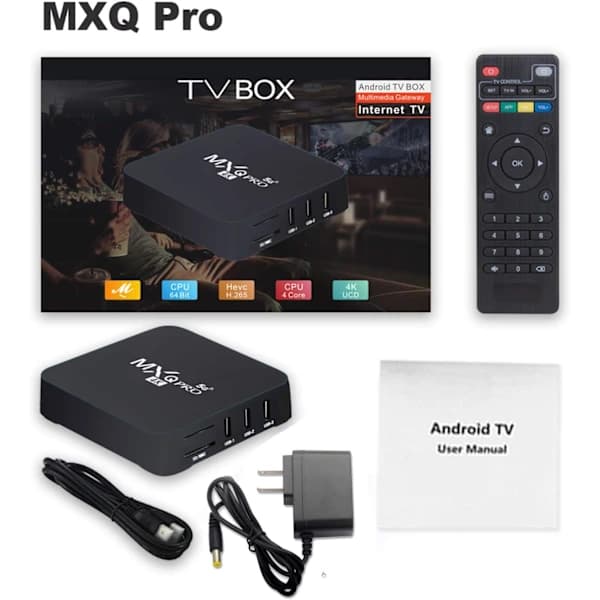 5G MXQ PRO 4K TV Box — Android 10.1-system, fyrkärnig processor, smart mediaspelare, uppgraderat 4GB RAM, 32GB intern lagring