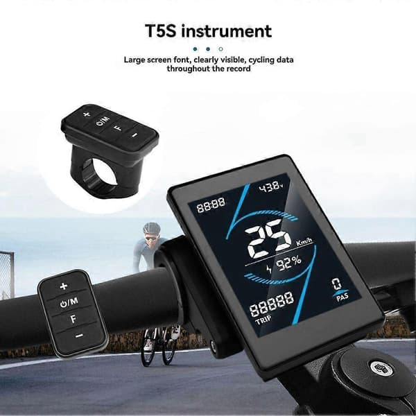 Ebike Display T5S 24-72V Farveskærm LCD Instrument Intelligent Elcykelmåler SM Joint