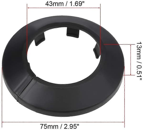 Rörskyddsdekoration PP-plast vattenrörsmanschett svart 43mm 4st