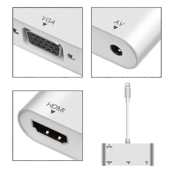 1080p Lightning til HDMI VGA Audio Video Adapter Konverter til Apple