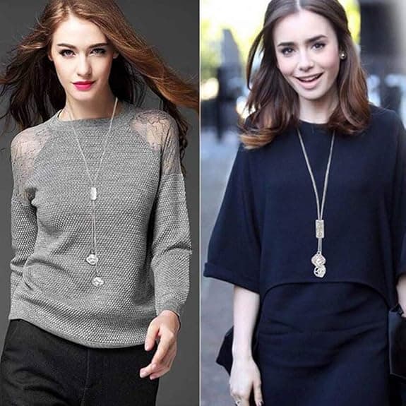 Firkløver lang halskæde/sweaterkæde charm, velegnet til kvinder og piger.