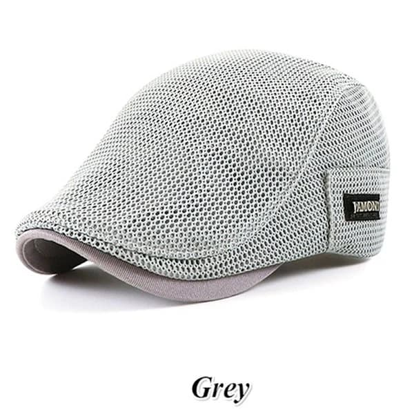 Cabbie Flat Cap Andningsbar Mesh Newsboy Basker Ivy Cap Grå Gray