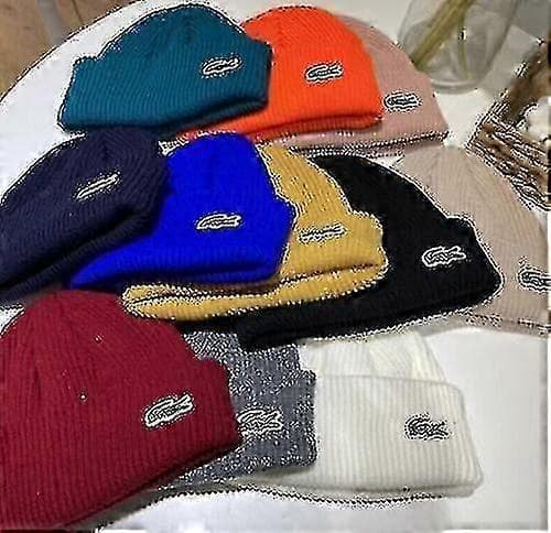 Lacoste2 stickade mössor för män och kvinnor, mössa, vintervarm utomhusmössa Grey