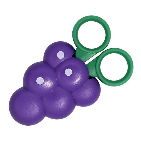 2x runde sikkerhetssakser med frukformet magnetholder, drue
