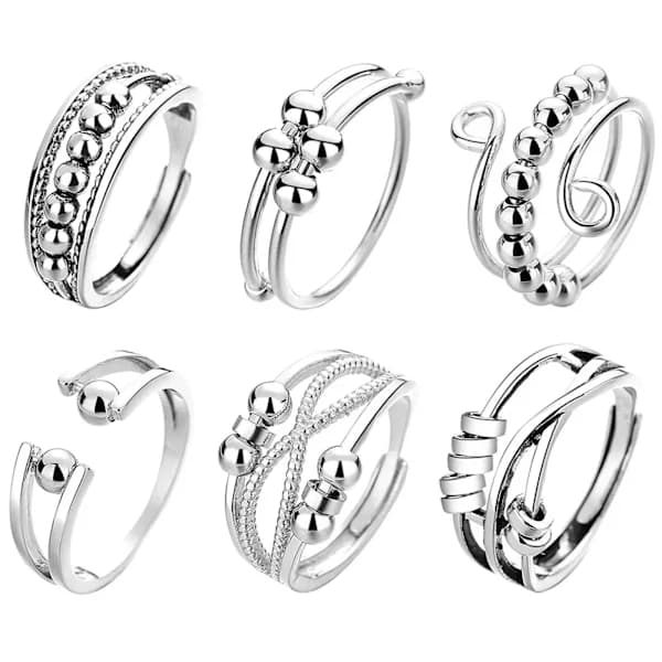 Pcs Kvinders Angstringe Fidgetringe med Perler Stresslindrende Justerbar Anti-Stress Ring