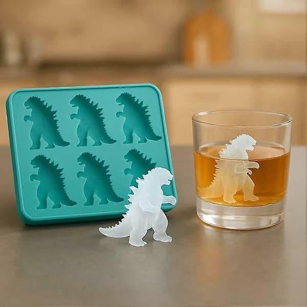 Godzilla Dinosaur Isbitsform, 6-håls Dinoformad Isbitsbricka, Isbitsmaskin för Party Cocktail Drycker Blue