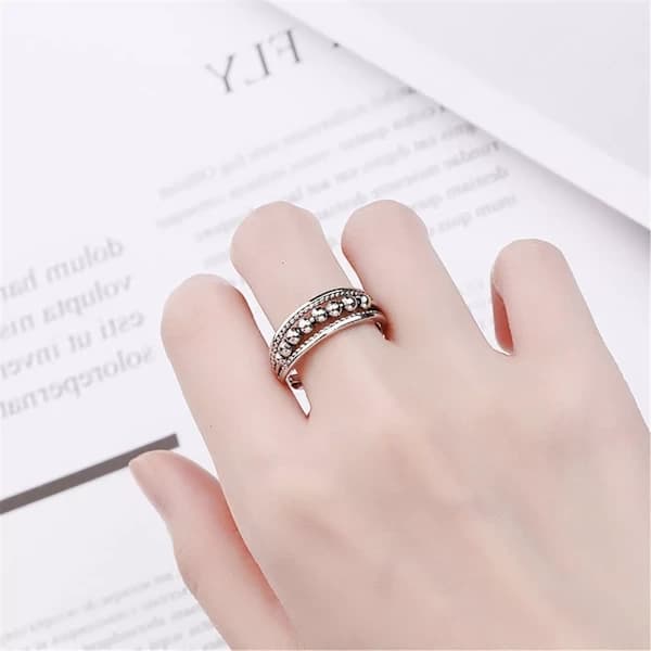 Pcs Kvinders Angstringe Fidgetringe med Perler Stresslindrende Justerbar Anti-Stress Ring
