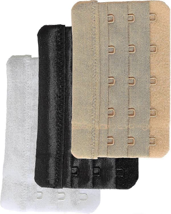 BH-forlænger til kvinder, 5 kroge, plus size BH-stropper, 3 stk. pakke - God Black  Beige  White