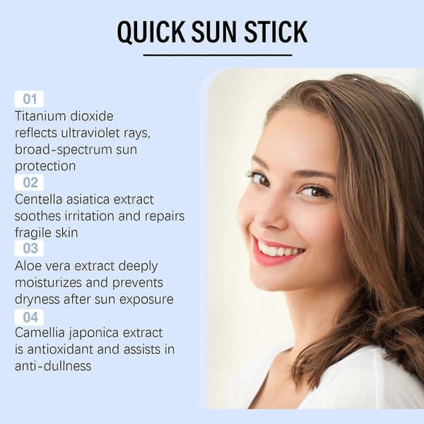 Quick Sunstick Protection Bar SPF50+, Vattentät Solskyddsstift Solskydd för Utomhusbruk, Ingen Vit Hinna, Protector Solar Barra, Centella Asiatica + 3PCS