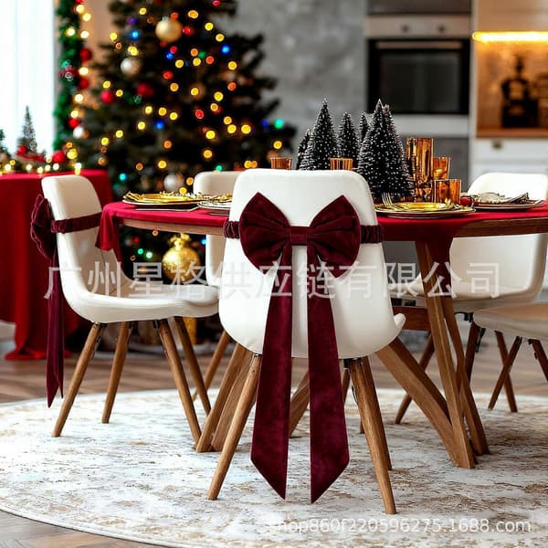 Vinröda stolsrosetter Julröda stolsrosetter för stolar Elastiska vinröda sammetsrosetter Stolsrosetter för julfest Hembröllopsevenemang Högtid 4pcs