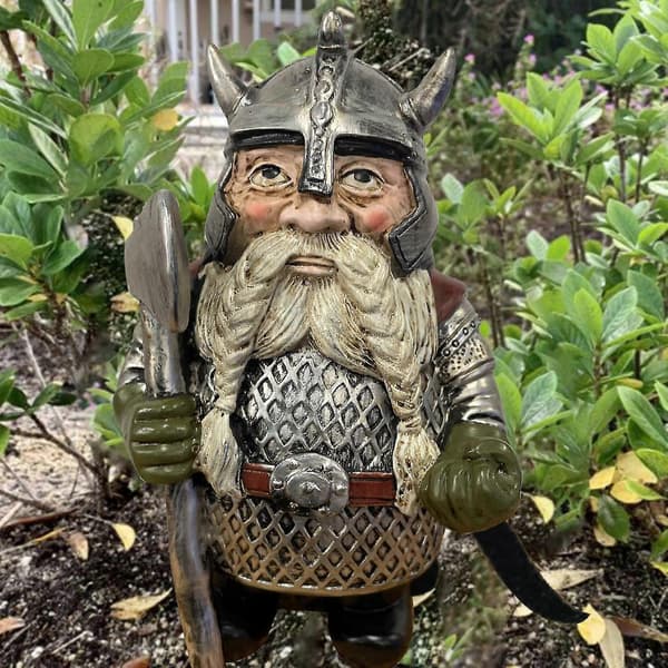 Bedste gave - Vikinge-nordisk dværg-gnomstatue, havepynt i harpiks