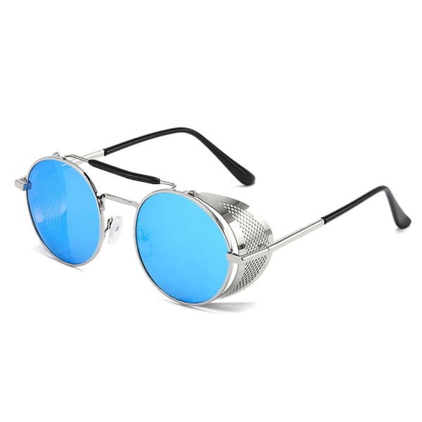 Runde polariserte solbriller med steampunk-stil metallrammebriller for unisex