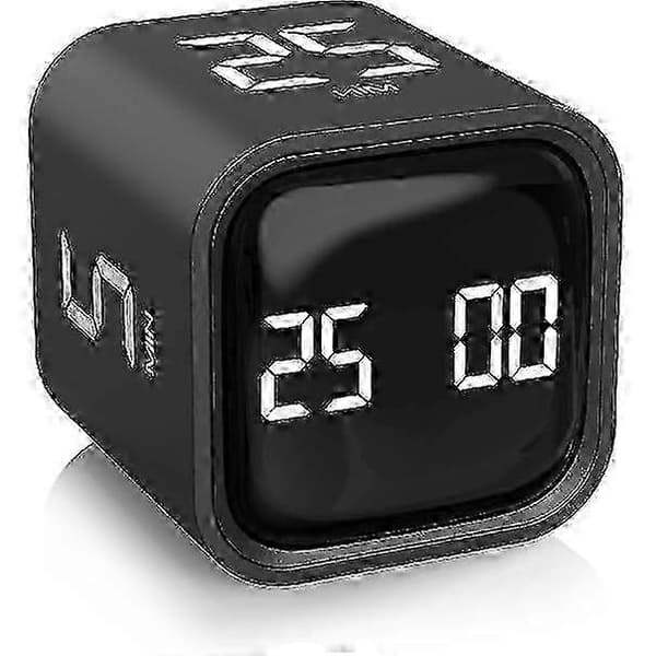 Tomattimer-kub med gravitationssensor, med 5/25/10/50 minuters förinställningar och ett anpassat läge. black