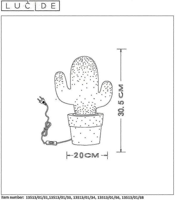 Lucide Cactus - Bordlampe - 20 Cm - Pink