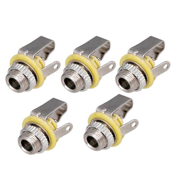 5 st 3,5 mm 1/8 tum monoingångsjackkontakt för elgitarr bas hörlurar högtalarjackkontakt