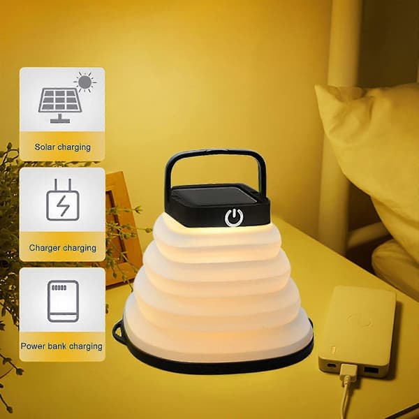 Sammenleggbar LED-solcellelykt 3 moduser USB-kabel Teltlys Lykt Utendørs Solcellelampe Campinglys Hagedekorasjon Grønn