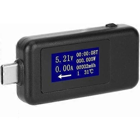USB Type-C-tester, multifunksjonell toveis strømspenning DC digitalt voltmeter (svart)