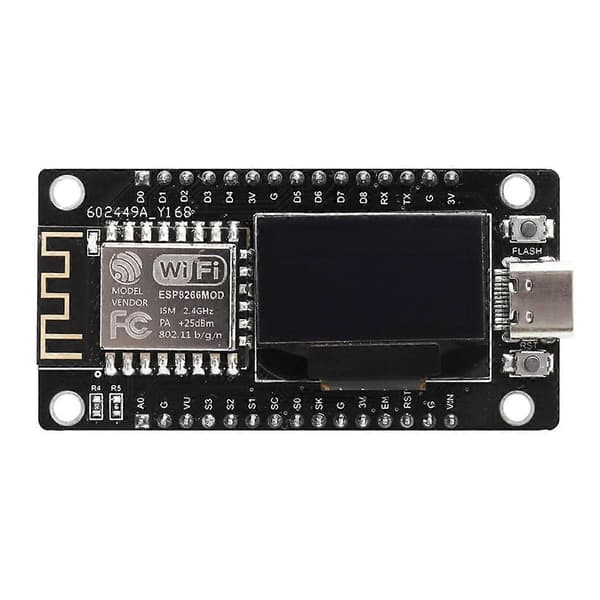 ESP8266 utvecklingskort med 0,96 tums OLED-skärm, CH-340, ESP-12E WiFi-modul för IDE/Micropython
