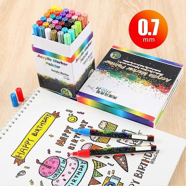 0,7 mm akrylmarkörpenna akrylfärgspenselmarkörer kroppsmålning keramiska dekorativa graffitis vattenbaserad målarpenna Cool Gray