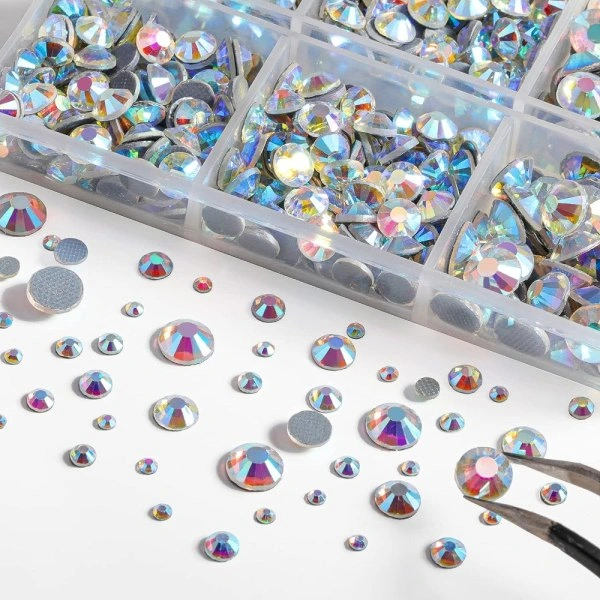 6530 stk. Hotfix Rhinestones AB Krystal Strass Flatback Glas
