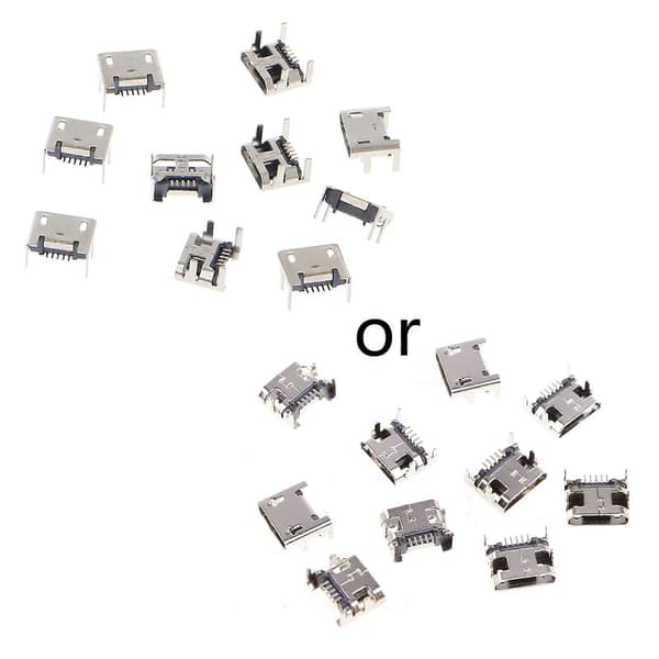 10 stk. Micro USB Type B 5-benet hunstik SMD 4 ben 90 grader