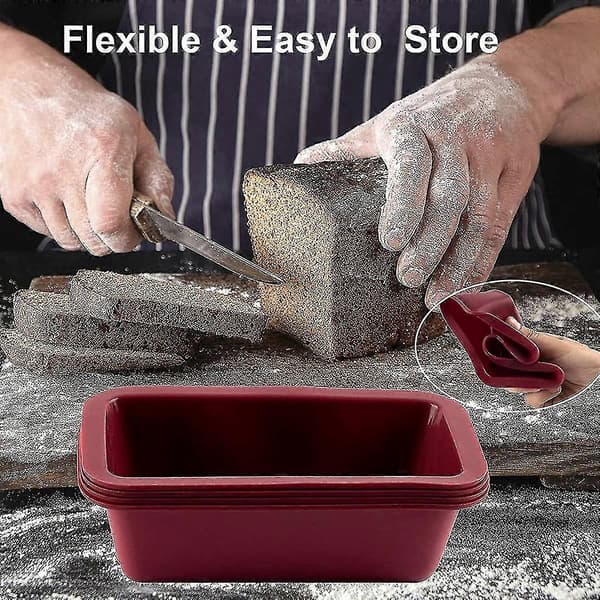 Brødform 4-delt sett non-stick silikon mini kakeform for brødbaking
