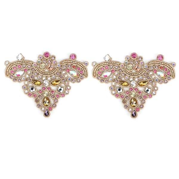 2025 Seneste Model 2 stk. Rhinestone Krystal Applikation Sy På Kunstig Perle Patch