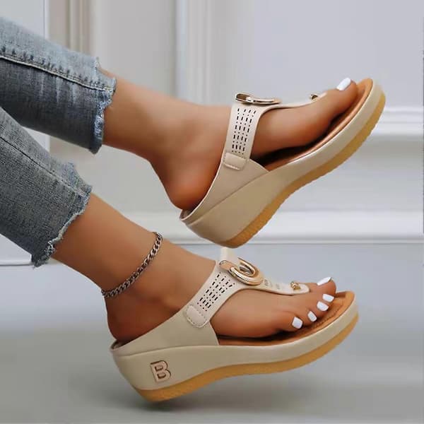 Dame strandklips tå helling flip-flops Allsidig og pen for shopping Yellow 36