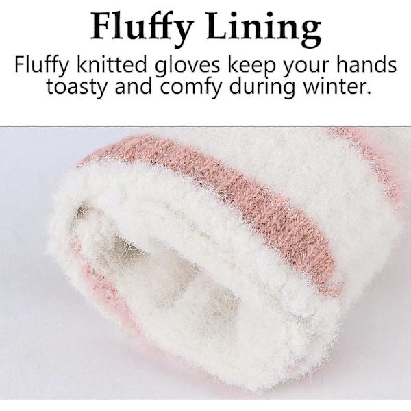 Varme handsker til kvinder, strikkede varme handsker, elastiske fluffy damehandsker, vinteruldfor