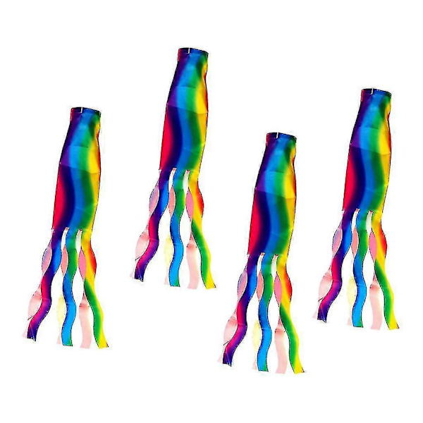 4 stk. vindpose i polyester for utendørs hagedekorasjon 70 cm regnbue