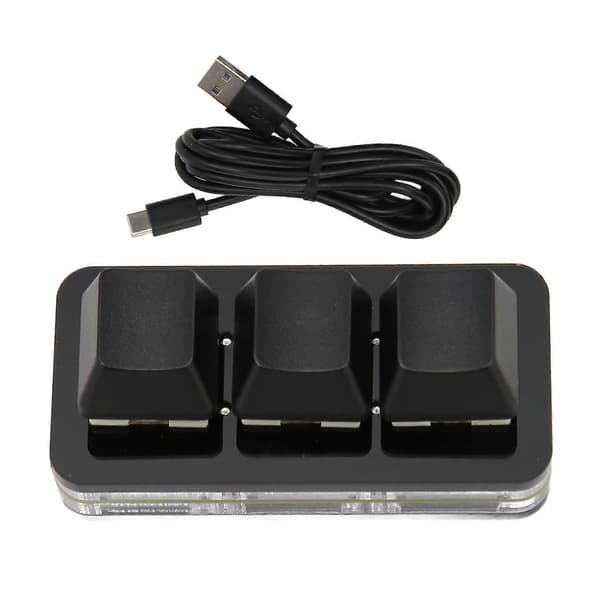 USB 3-tastet Mini-tastatur RGB LED-baggrundsbelysning understøtter Hot Swap OSU HID Makroprogrammeringstastatur til Windows til OS X til Linux Sort