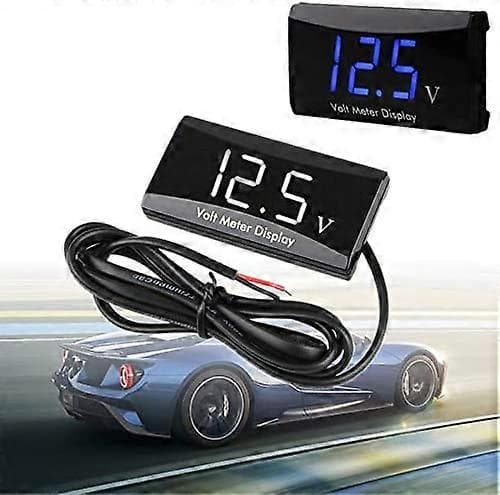 Bil DC 12V Digital Voltmeter LED Voltmeter Vanntett Støtsikker DC 12V Spenningsmåler Voltmeter for Motorsykkel og Bil Spenningsmåler Voltmeter (Blå L