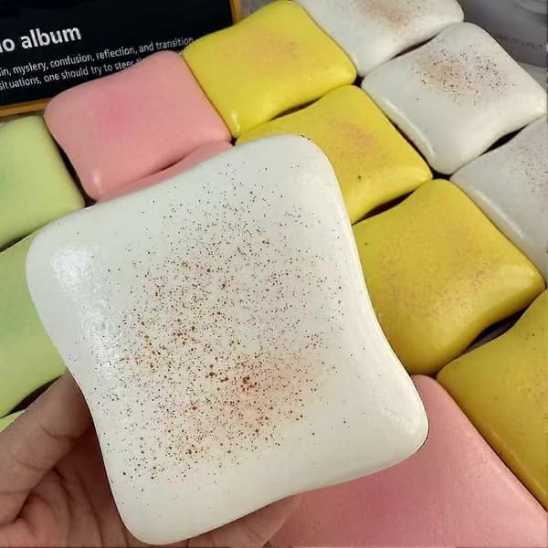 Klistret Smørbrød Squishy Fidget Legetøj, Super Blød Toast Langsomt Stigende Squishies Matcha