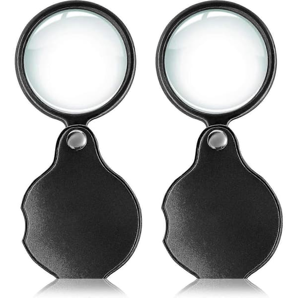 10 x Mini Lommelupe 50mm Sammenklappelig Forstørrelsesglas med Rotation