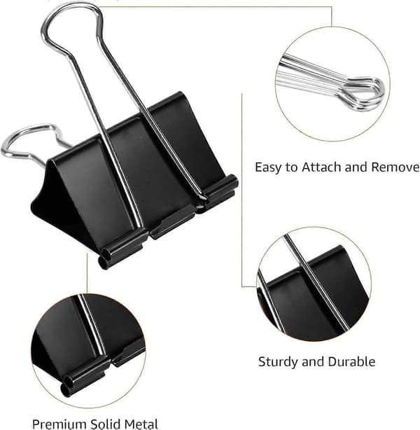 Amazon Gemensamma Pappersklämmor, Medium Klämma (Liten Låda), 24 Stycken, 2-pack om 12, Svart