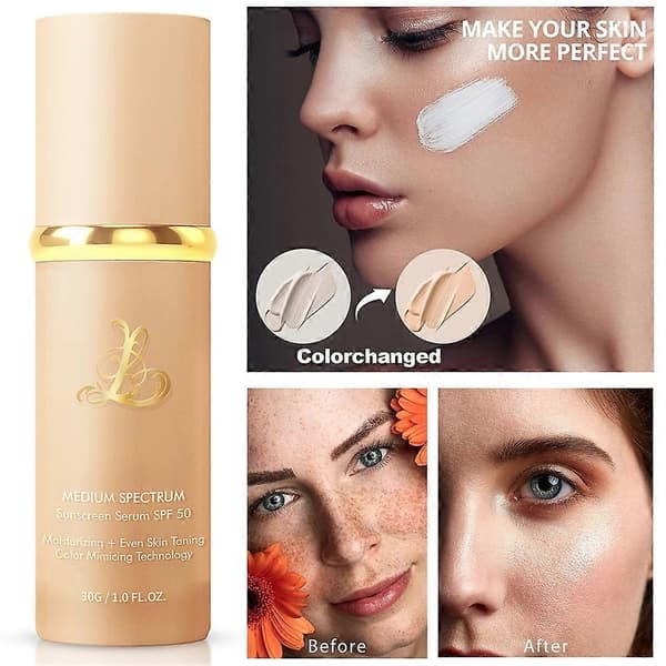 4 i 1 Ultra Blends Farveskiftende Foundation Bredspektret SPF50 Solcreme Concealer til Kvinder 30g