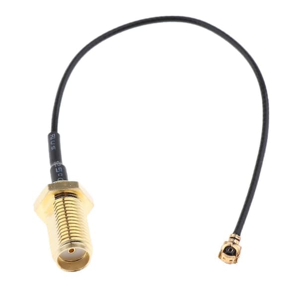 2xAntenne WiFi Pigtail Kabel IPX til SMA Koaksial Sort 10cm
