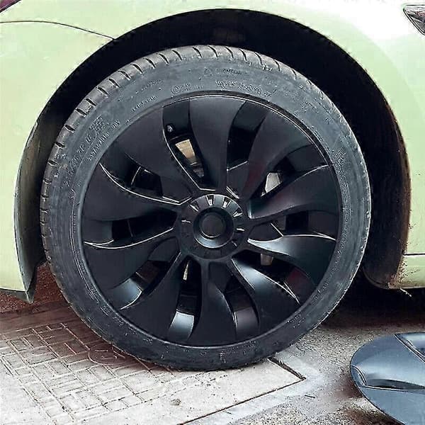 Modell 3 18 tums hjulkapselbyte - Mattsvart navkapsel heltäckande för Tesla Model 3 (höger)
