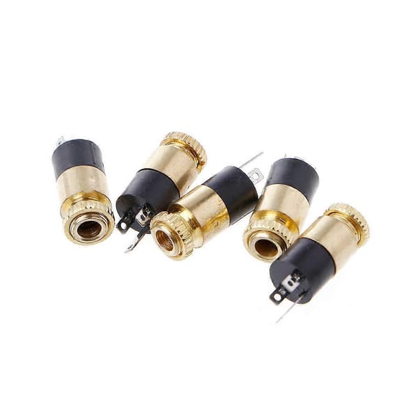 10 stk 3-pinners 1/8\" 3,5 mm stereo hodetelefonkontakt med mutterpanelmontering PJ-39 gull