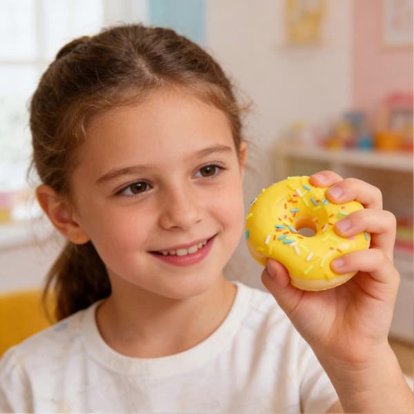 Klemmelegetøj – 7 cm realistisk donut – blød langsom rebound til stresslindring White