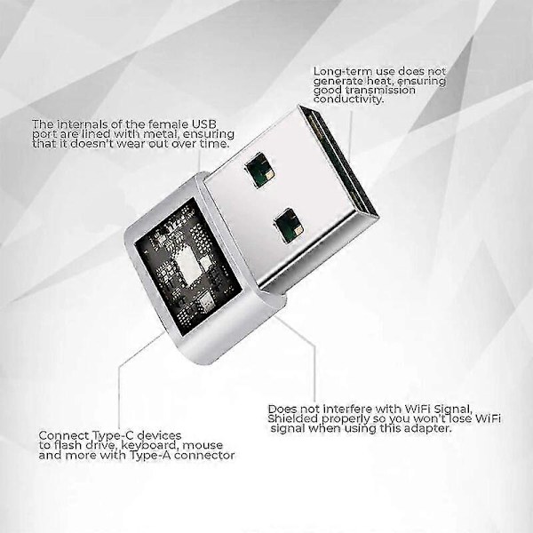 USB C til USB-adapter [3-pak, sølv], USB A til USB C, USB C til USB, USB C-adapter, USB C-stik, USB-adapter, USB C til USB, USB USB C, USB C/A-adapter