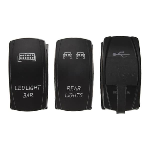 Vippebryter Baklys LED-lysstang 2USB Strømladerbryter for ATV RZR Båt SUV