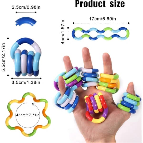 12 st Tangles Stressavlastande Fidgetleksaker, Fingerleksaker, Avslappningsterapi Stress